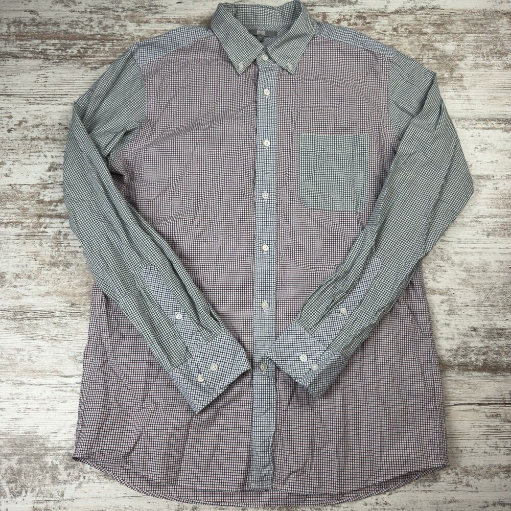 UNIQLO Men's M Extra Fine Cotton Broadcloth Shirt Crazy Pattern Patchwork Check